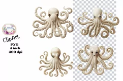 Octopus, Ocean, Sea, Ephemera, Shabby Chic , PNG, Clipart Product Image 1