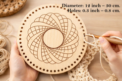 12 inch round basket base with spirograph engraving digital Product Image 1