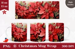 Christmas Poinsettia Mug Design, Poinsettia Sublimation PNG Product Image 1