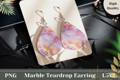Pink Marble Teardrop Earrings, Marble Earring Sublimation Product Image 1