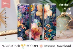 Easter Tumbler Wrap Design, Floral Tumbler Sublimation Product Image 1