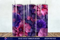 3D Fuchsia and Violet Flowers Tumbler Wrap Product Image 1
