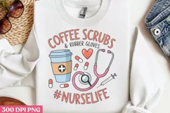Coffee scrubs & rubber gloves PNG, Nurse Sublimation PNG Product Image 1