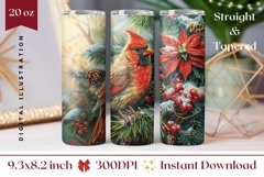 Christmas Bird Tumbler Design, Winter Forest Tumbler Wrap Product Image 1