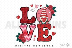 Love Sublimation PNG Design, Cute Gnome Sublimation PNG Product Image 1