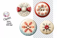 Christmas, Buttons, Ephemera, PNG, watercolor, Clipart Product Image 1