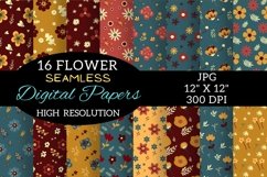 Flowers Digital Paper, Flowers Seamless Pattern, Scrapbook Product Image 1
