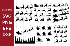 Christmas Silhouette Bundle, Reindeer and Santa Silhouette Product Image 1