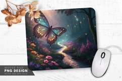 Enchanting Butterfly Over a Magical Forest Mouse Pad PNG Product Image 1