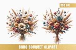 Watercolor boho bouquet clipart, Boho Flowers png Product Image 1