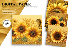 Sunflower Background Wallpaper Digital Paper Wall Art Product Image 1