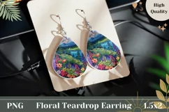 Art Flowers Teardrop Earrings, Floral Earrings Print Product Image 1
