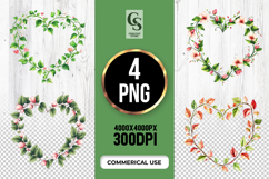Floral Leaf Heart Frame Clipart Sublimation PNG Product Image 1