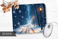 Snowy Village Lanterns and Christmas Decorations Mouse Pad Product Image 1