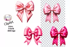 Bows, Pink, Elements, Clipart, Ephemera, PNG, Junk Journal Product Image 1