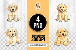 Golden Retriever Puppy Watercolor Illustration Clipart PNG Product Image 1