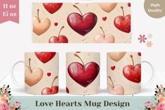 Cherry Mug Template, Love Hearts Mug Sublimation Product Image 1