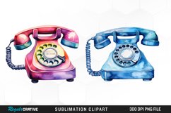 Watercolor Rotary Telephone Sublimation PNG Clipart Product Image 1