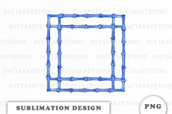 Watercolor Blue Bamboo Frame PNG Product Image 1