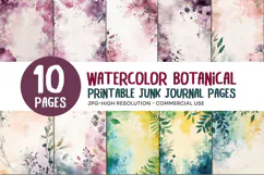 Watercolor Botanical Junk Journal Pages Product Image 1