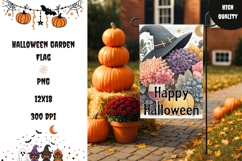 Floral Halloween Pumpkin Garden Flag, Happy Halloween Flag Product Image 1