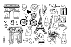 Hand Drawn Paris Clipart, French Aesthetic Line Art PNG SVG Product Image 2