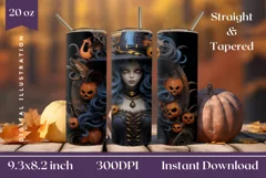 3D Halloween Witch Tumbler Wrap, 3D Halloween PNG Product Image 1