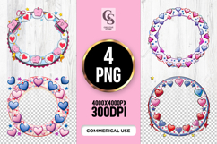 Colorful Heart Wreath Clipart Sublimation PNG Product Image 1