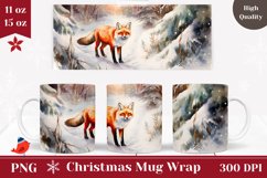 Winter Fox Mug Wrap Design, Christmas Coffee Cup Design Product Image 1