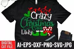 Crazy Christmas Lady SVG Cut File, Christmas T-Shirt Design Product Image 2