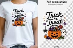 Trick or Treat PNG | Cute Halloween Pumpkin Candy Bucket Product Image 1