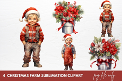 Watercolor Christmas Farm Sublimation Clipart Product Image 1