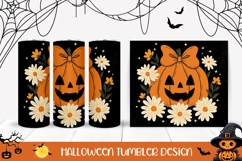 Retro Halloween Pumpkin Tumbler, Halloween Tumbler Wrap Product Image 1