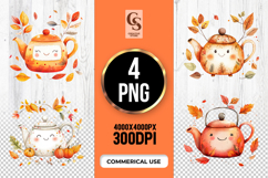 Autumn Teapot Clipart Sublimation PNG Product Image 1