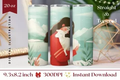 Christmas Tumbler Template, Christmas Sheep Tumbler PNG Product Image 1