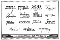 Inspirational Quotes SVG PNG Bundle, Funny Inspirational Svg Product Image 1