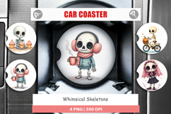 Car Coaster Whimsical Skeletons Product Image 1