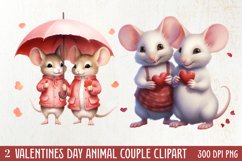 Valentines Day Animal Couple Clipart, Valentine Couple Product Image 1