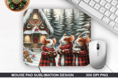 Trio Of Mice Mouse Pad Sublimation, Christmas Mouse Pad PNG Product Image 1