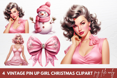 Vintage Pin Up Girl Christmas Clipart Product Image 1