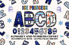 Frozen Princess Alphabet png clipart, Frozen letters doodle Product Image 1