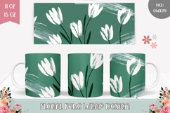 White Tulips Mug, Cartoon Flowers Mug, Spring Mug Design Product Image 1