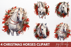 Christmas Horses Clipart PNG Product Image 1