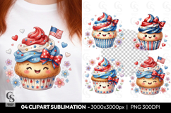 Patriotic Cupcake Clipart Sublimation PNG Product Image 1