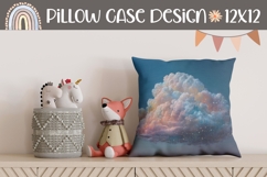 Glitter Clouds Pillow Case Design, Stars Pillow Template Product Image 1