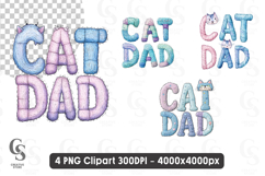 Cute Cat Dad Typography Furry Letters Text Clipart PNG Product Image 1