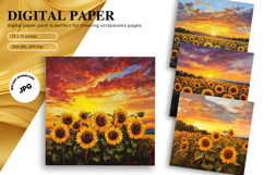 Sunflower Background Wallpaper Digital Paper Wall Art Product Image 1