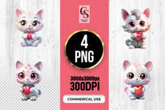 Cute Kitty Heart Clipart Sublimation PNG Product Image 1