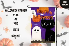 Black Cat Garden Flag, Spooky Halloween Garden Flag Design Product Image 1