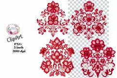 Embroidery, Flowers, Lace, PNG, Clipart, Red Product Image 1